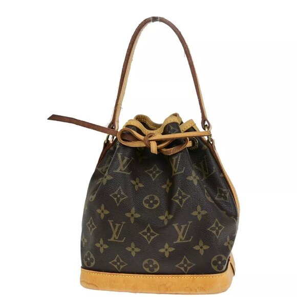 LOUIS VUITTON Mini Noe Drawstring Hand Bag Monogram Leather Brown M42227 91FA719 - Picture 1 of 16
